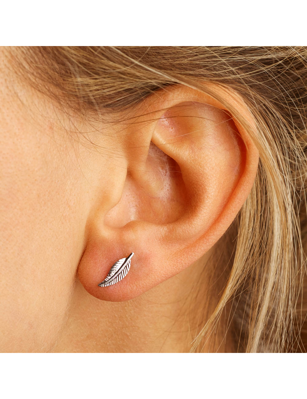 Boucles d'oreilles petites plumes fine dorée - Or Jaune ou Or Blanc 375 millièmes (9 Carats)