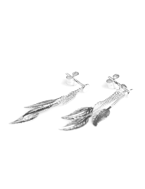 Boucles d'oreilles trio de plumes dorées - Or Jaune ou Or Blanc 375 millièmes (9 Carats)