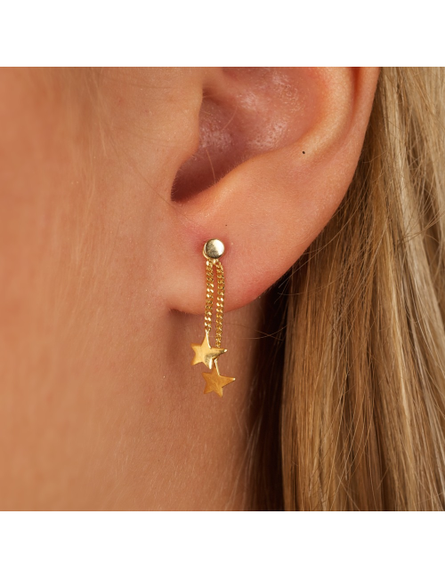 Boucles d'oreilles duo de constellation asymétriques - Or Jaune, Blanc ou Bicolore 375 millièmes (9 Carats)