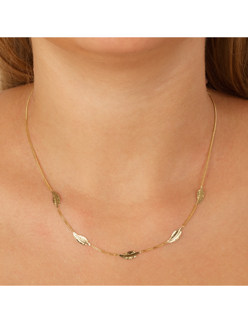 Collier 5 plumes d'Or – Or Jaune, Blanc ou Bicolore 375 millièmes (9 Carats)