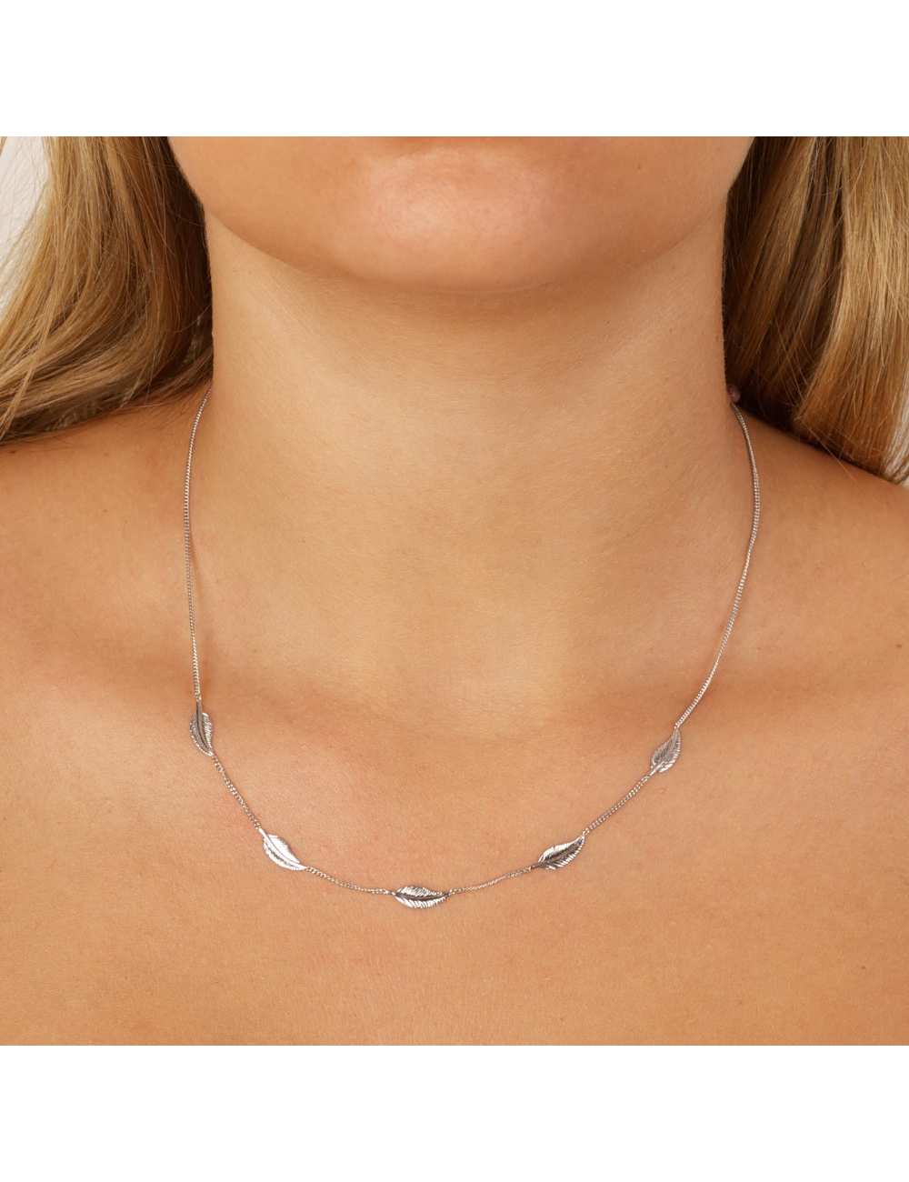 Collier 5 plumes d'Or – Or Jaune, Blanc ou Bicolore 375 millièmes (9 Carats)