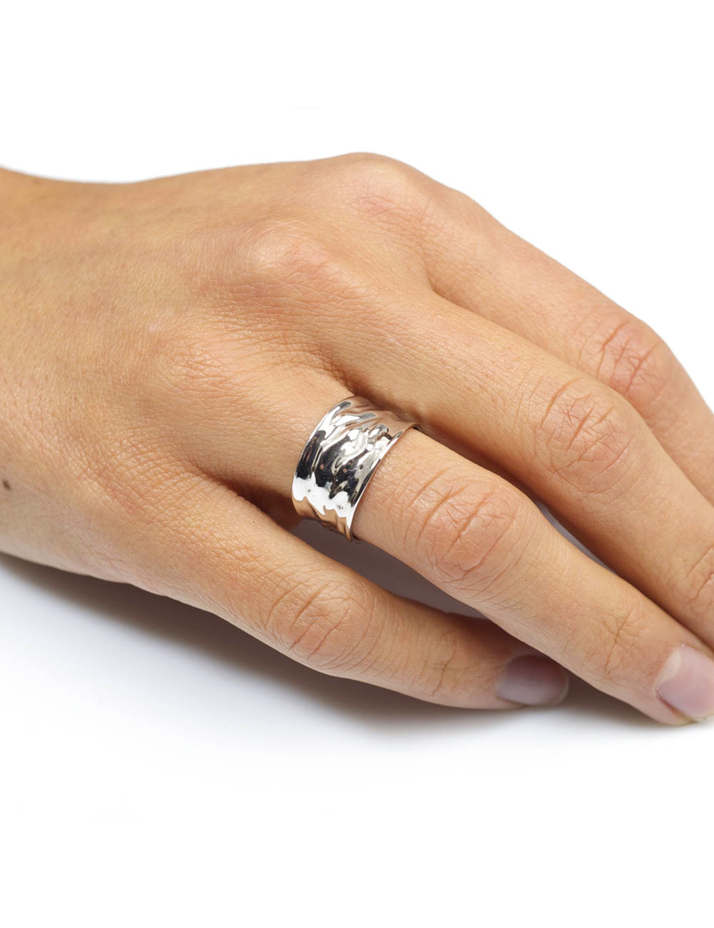 Grande bague d'or froissé - Or Jaune ou Or Blanc 375 millièmes (9 Carats)