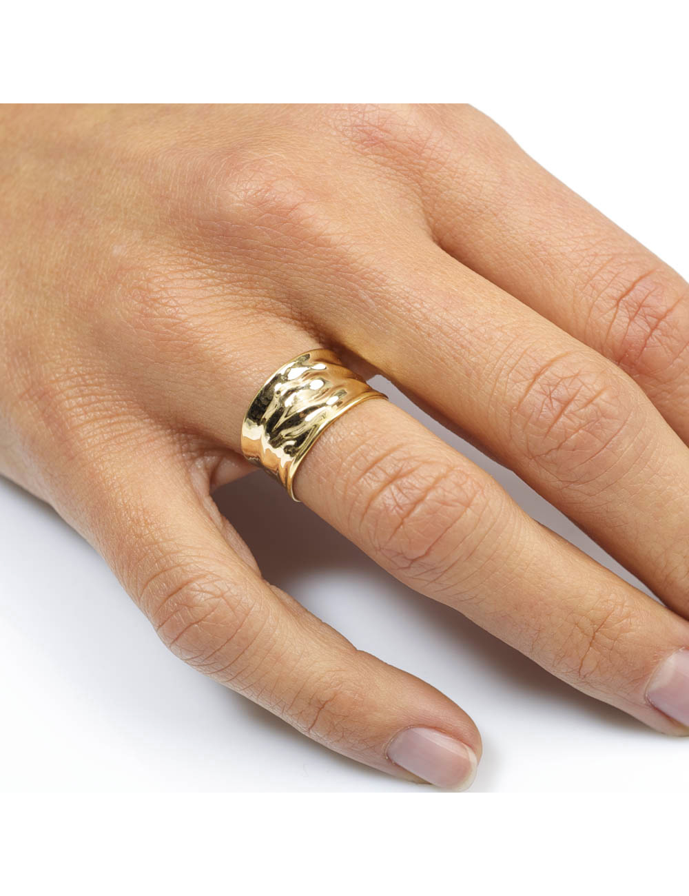 Grande bague d'or froissé - Or Jaune ou Or Blanc 375 millièmes (9 Carats)