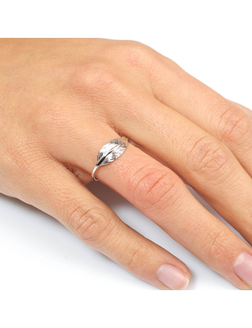 Bague grande plume d’Or - Or Jaune ou Or Blanc 375 millièmes (9 Carats)