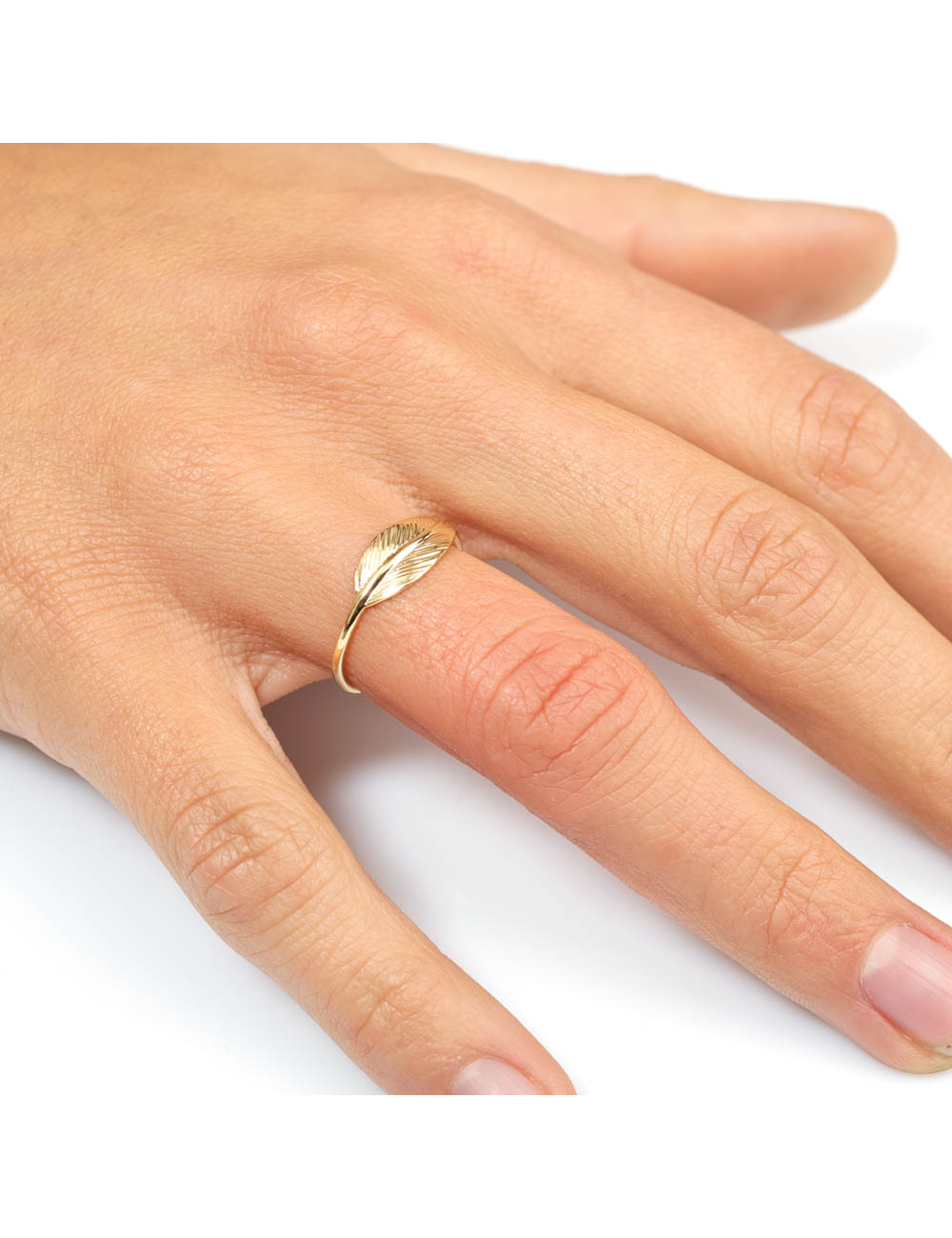 Bague grande plume d’Or - Or Jaune ou Or Blanc 375 millièmes (9 Carats)