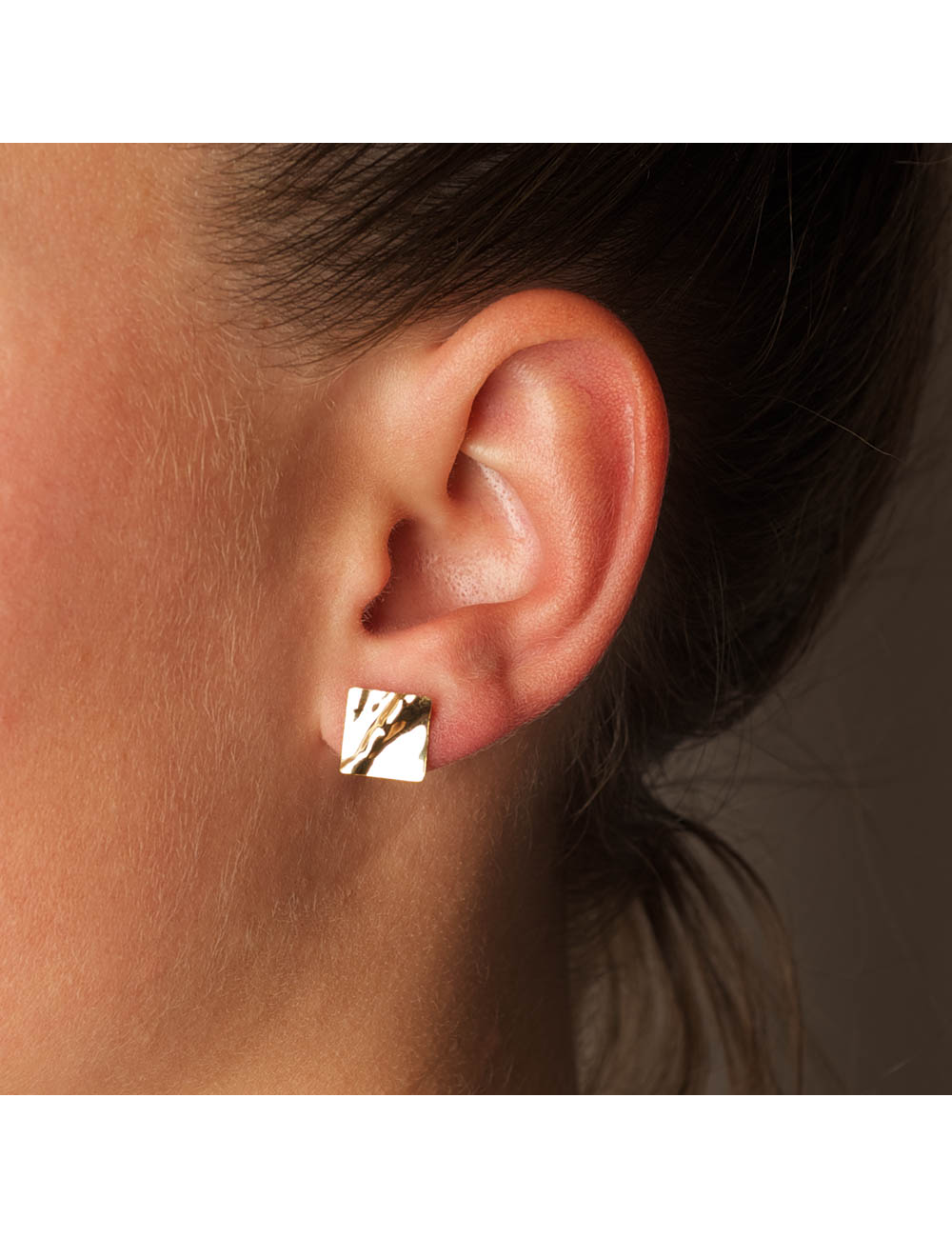 Boucles d'oreilles grand carré d'or froissé - Or Jaune ou Or Blanc 375 millièmes (9 Carats)