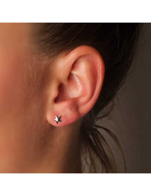 Boucles d'oreilles étoile volume dorée - Or Jaune ou Or Blanc 375 millièmes (9 Carats)