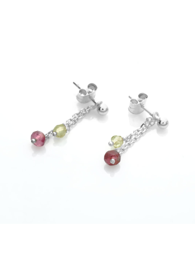 Boucles d'oreilles duo pastel tourmaline & péridot - Or Jaune ou Or Blanc 375 millièmes (9 Carats)