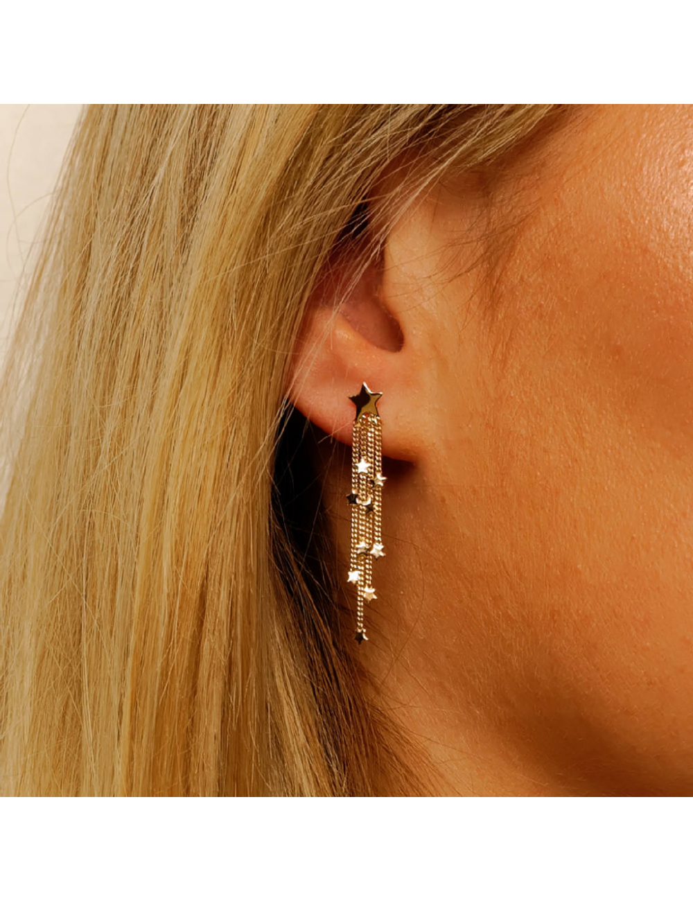 Boucles d'oreilles chute céleste étoilé - Or Jaune ou Or Blanc 375 millièmes (9 Carats)