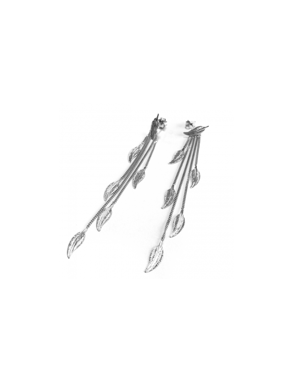 Boucles d'oreilles pluie de petites plumes d'or - Or Jaune ou Or Blanc 375 millièmes (9 Carats)