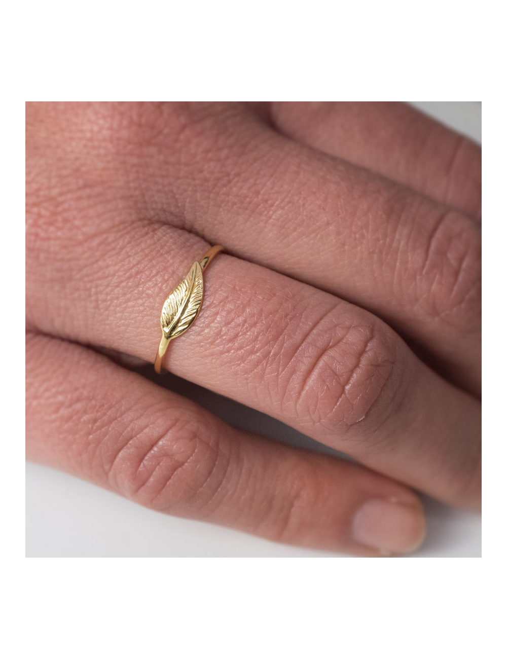 Bague petite plume d'Or - Or Jaune ou Or Blanc 375 millièmes (9 Carats)