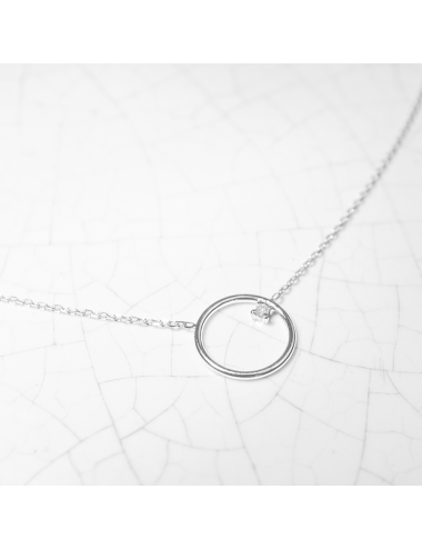 Collier petit cercle en Or et diamant éthique - Or Jaune ou Or Blanc 375 millièmes (9 Carats)