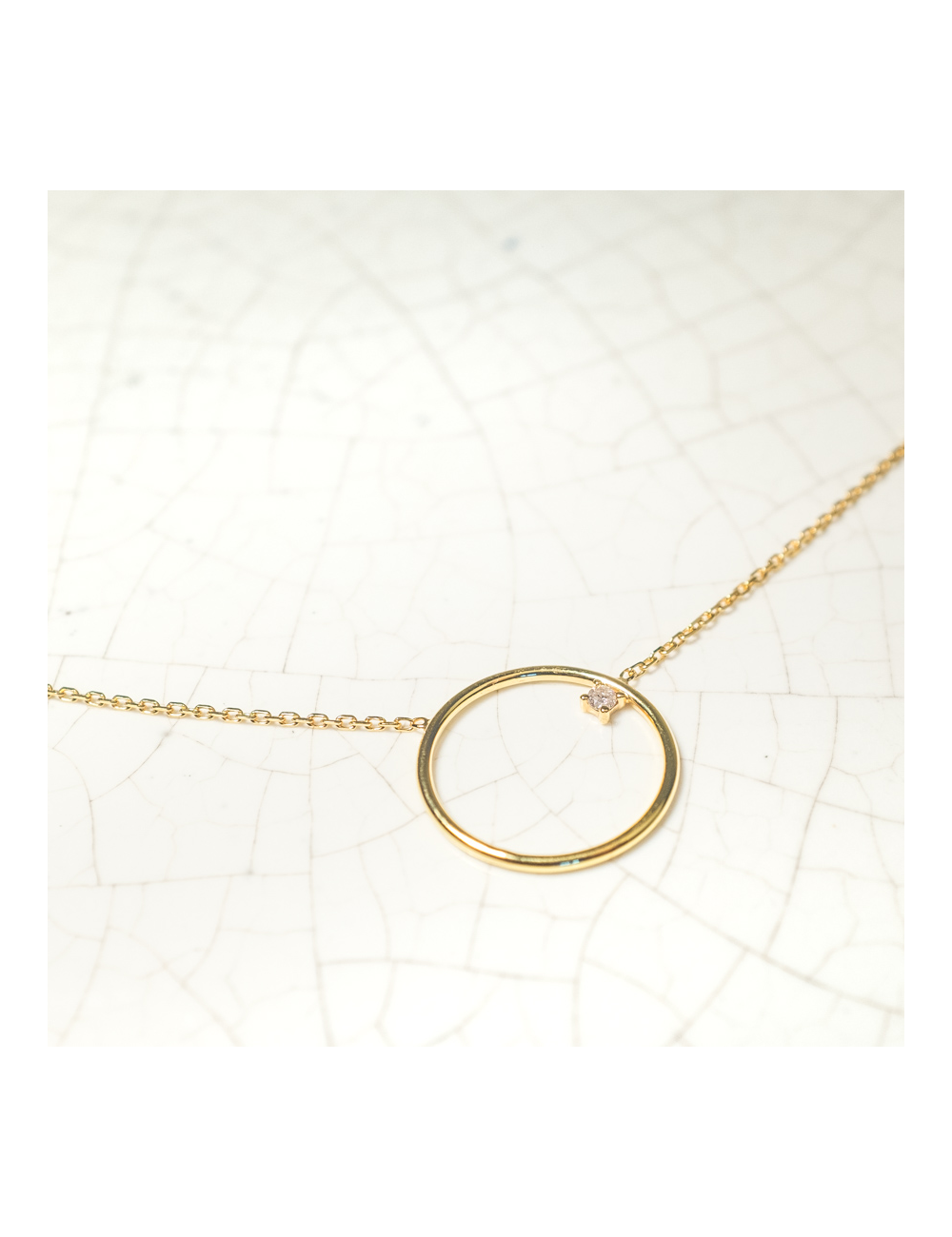 Collier grand cercle en Or et diamant éthique - Or Jaune ou Or Blanc 375 millièmes (9 Carats)