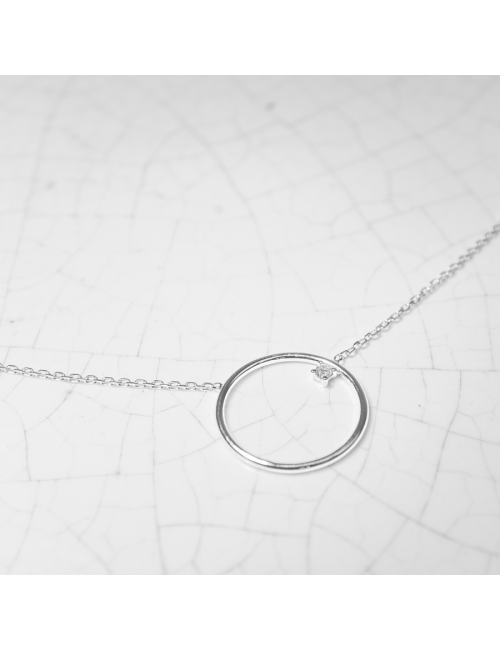 Collier grand cercle en Or et diamant éthique - Or Jaune ou Or Blanc 375 millièmes (9 Carats)