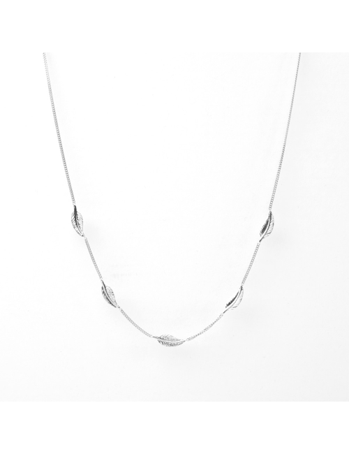 Collier enfant 5 petites plumes en Or jaune ou en Or blanc 9 carats