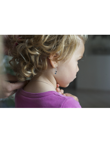 Boucles d'oreille enfant 2 étoiles asymétriques en Or jaune, Or blanc ou Or bicolore 9 carats