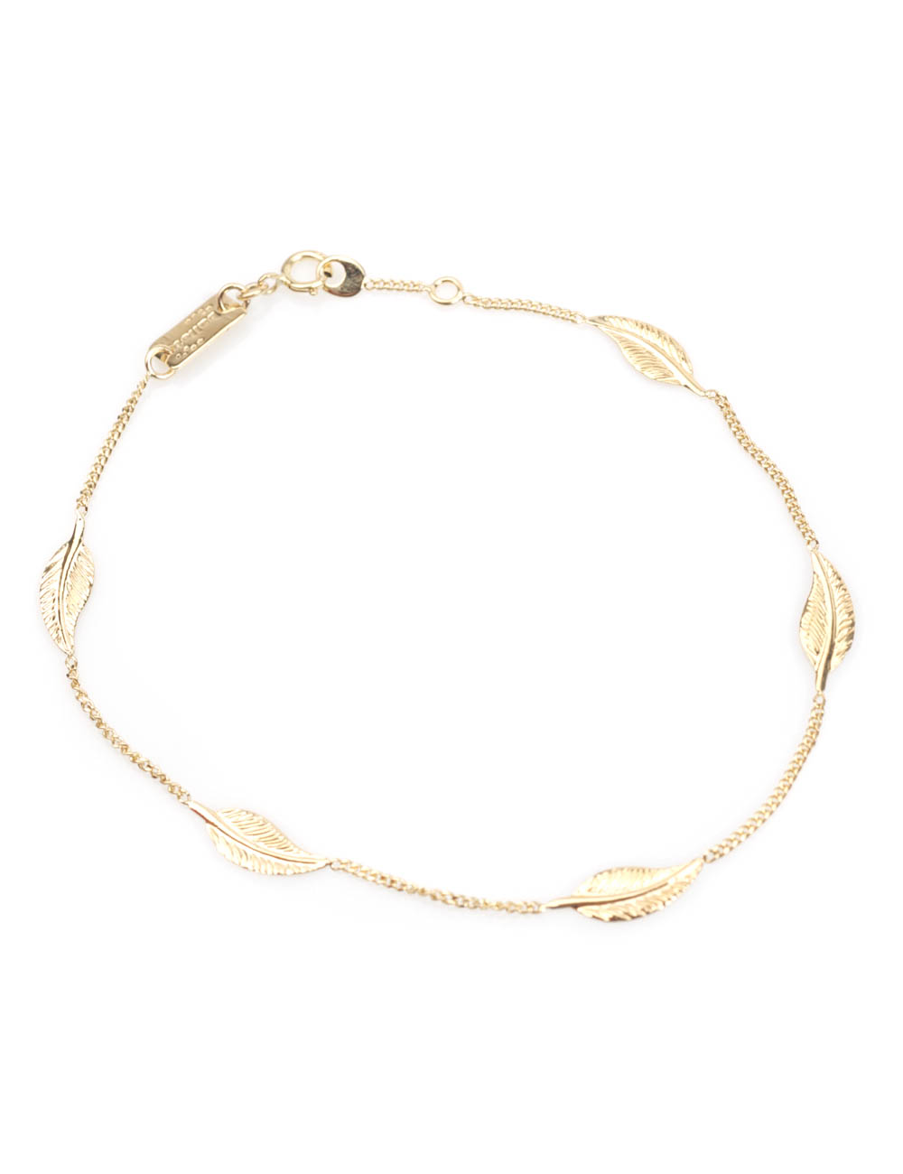 Bracelet enfant petites plumes en Or jaune ou en Or blanc 9 carats