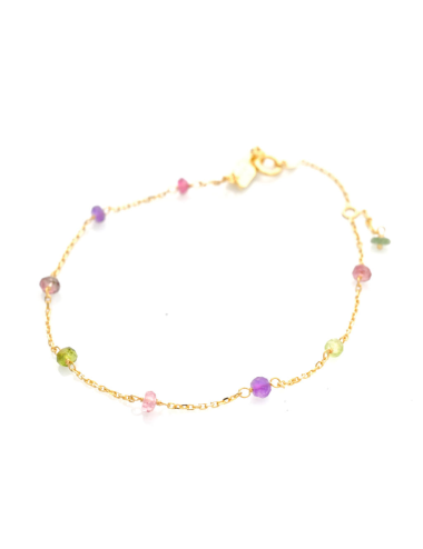 Bracelet enfant orné de 9 pierres fines en Or jaune ou en Or blanc 9 carats