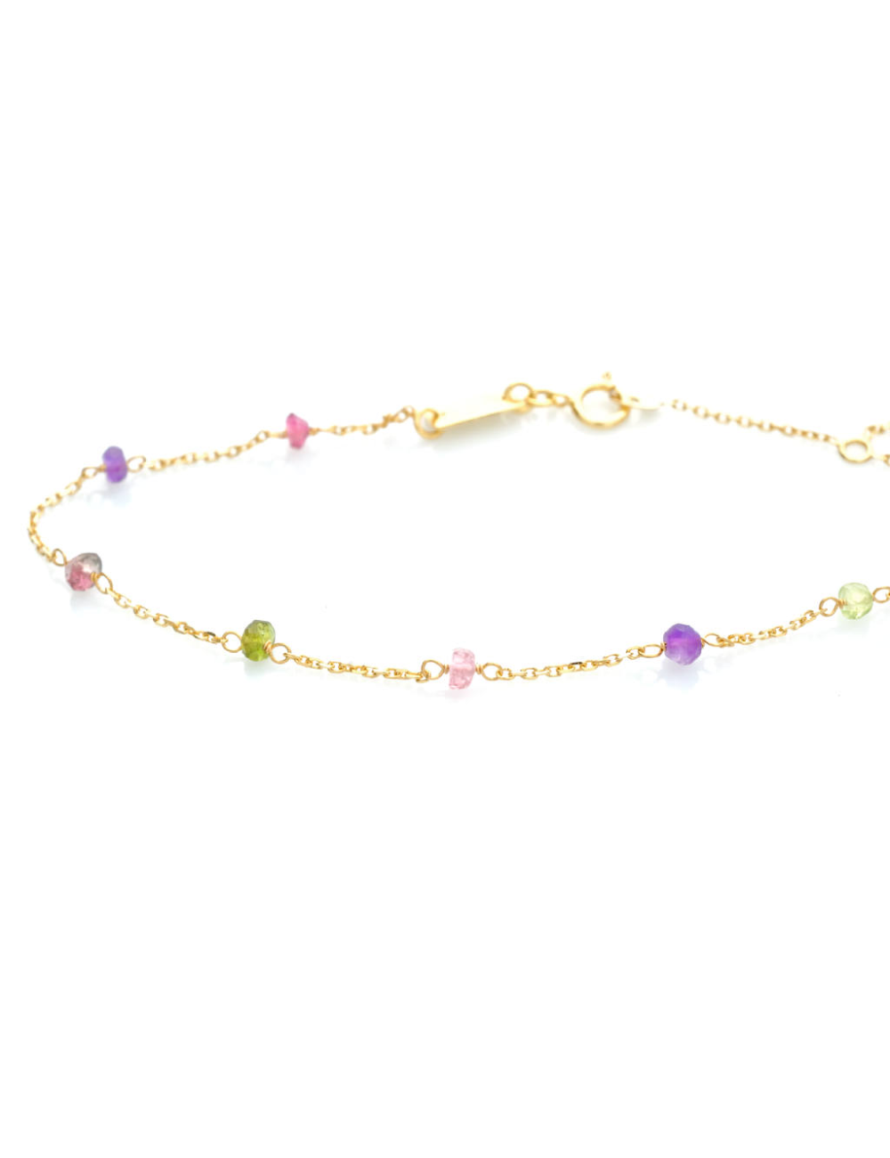 Bracelet enfant orné de 9 pierres fines en Or jaune ou en Or blanc 9 carats