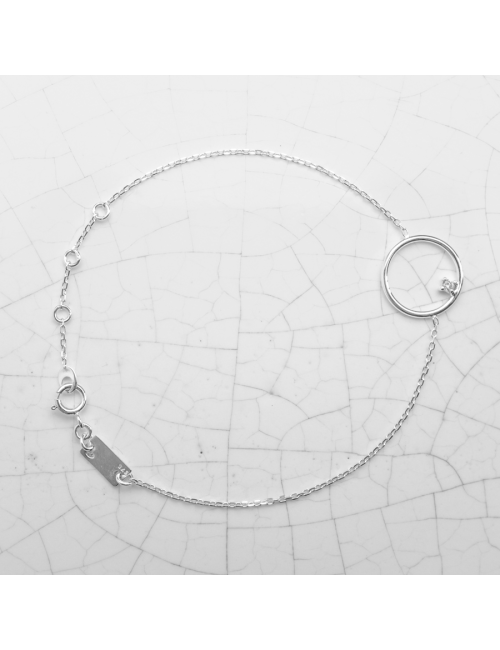 Bracelet cercle en fil, serti d’un diamant de laboratoire - Or Jaune ou Or Blanc 375 millièmes (9 Carats)