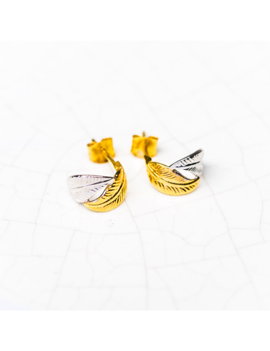 Boucles d'oreilles petite créole ailée - Or Bicolore 375 millièmes (9 Carats)