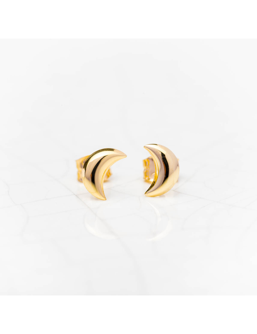 Boucles d'oreilles enfant lune bombée en Or jaune ou en Or blanc 9 carats