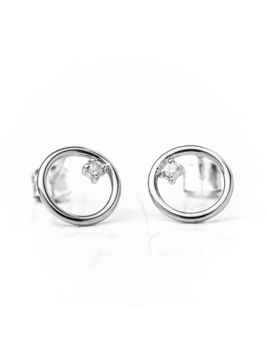 Boucles d'oreilles cercle de lumière et son diamant de laboratoire - Or Jaune ou Or Blanc 375 millièmes (9 Carats)