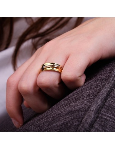 Bague Froissée petit modèle – Or jaune et blanc 375 millièmes et Or rose 750 millièmes