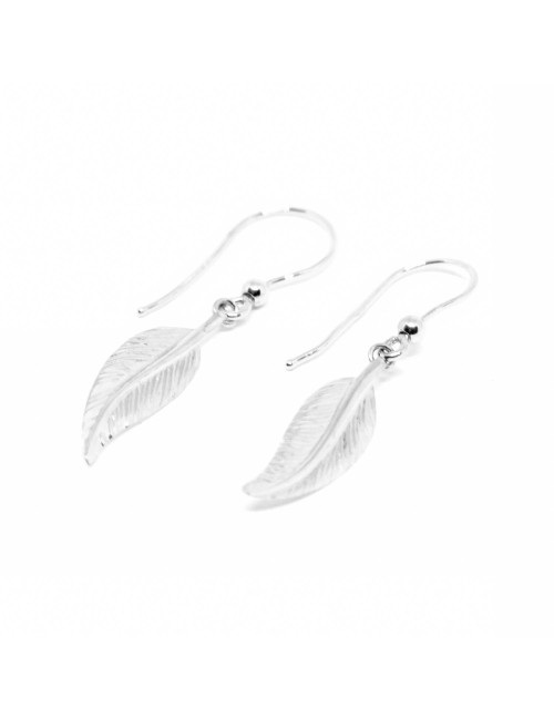 Boucles d'oreilles plume d'Or libre sur crochet - Or Jaune ou Or Blanc 375 millièmes (9 Carats)