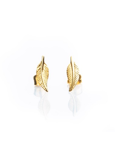 Boucles d'oreilles enfant plume en Or jaune ou en Or blanc 9 carats