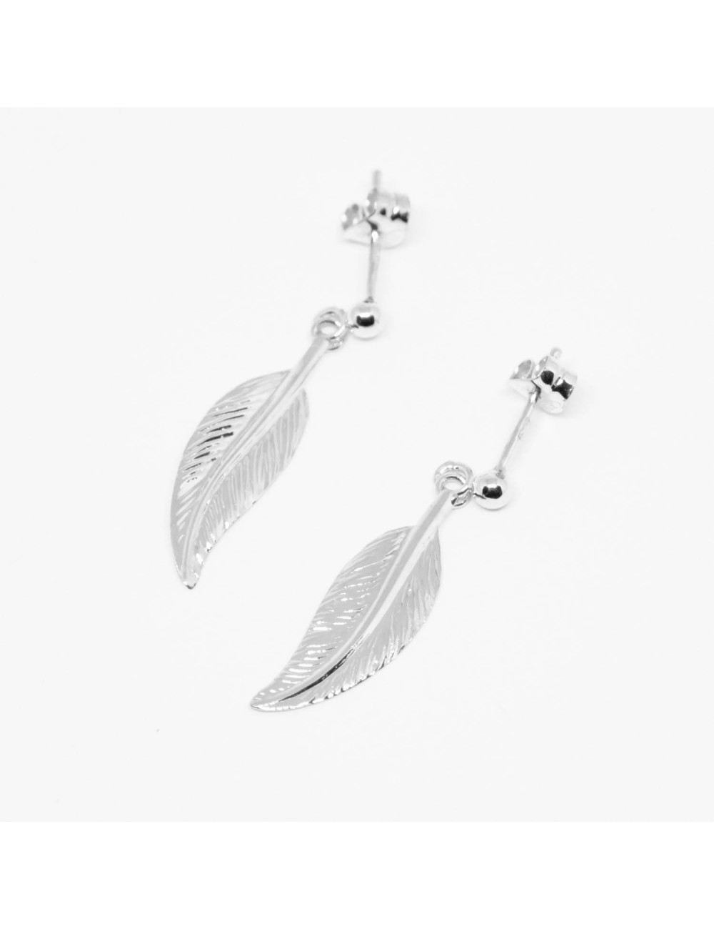 Boucles d'oreilles plume d'Or libre sur tige - Or Jaune ou Or Blanc 375 millièmes (9 Carats)