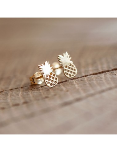 Boucle d'oreille enfant ou bébé ananas or jaune ou or blanc 9 carats