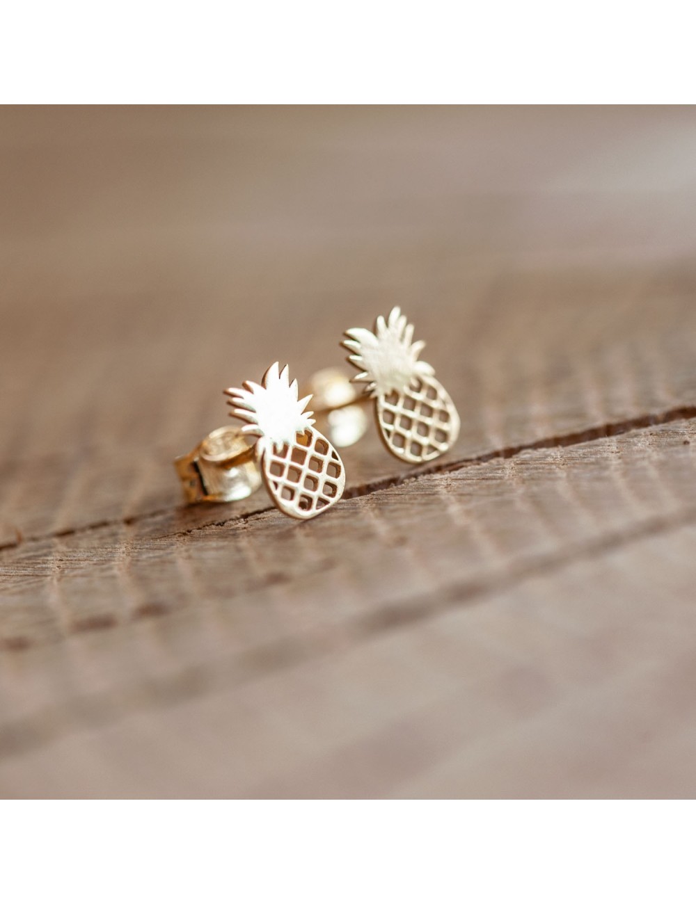 Boucle d'oreille enfant ou bébé ananas or jaune ou or blanc 9 carats