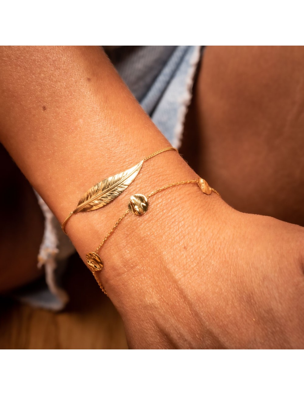 Bracelet cinq éclats de lumière froissée - Or Jaune ou Or Blanc 375 millièmes (9 Carats)