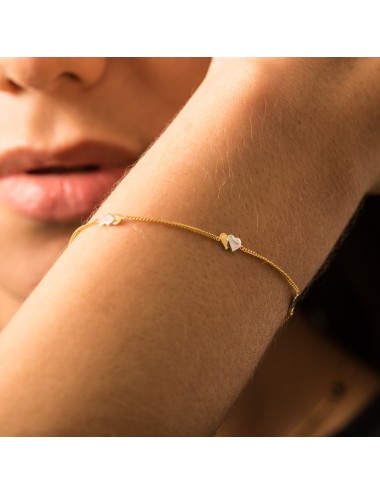 Bracelet duo de coeurs - Or Bicolore 375 millièmes (9 carats)