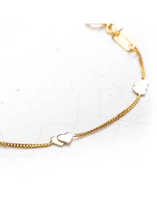 Collier duo de cœurs - Or Bicolore 375 millièmes (9 carats)