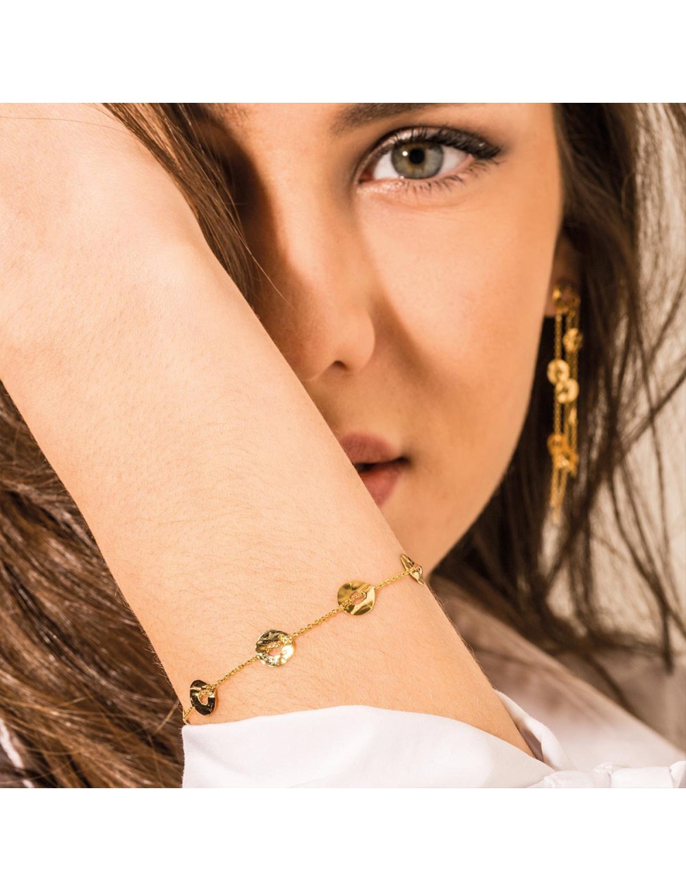 Petit ronds ajourés et froissés - Or Jaune ou Or Blanc 375 millièmes (9 Carats)