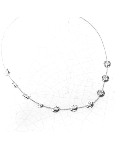 Collier de ronds froissés et ajourés - Or Jaune ou Or Blanc 375 millièmes (9 Carats)