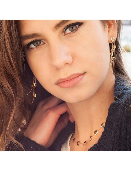 Collier de ronds froissés et ajourés - Or Jaune ou Or Blanc 375 millièmes (9 Carats)