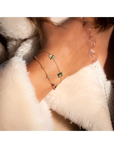 Bracelet carrés froissés d’or lumineux - Or Jaune, Blanc ou Bicolore 375 millièmes (9 Carats)