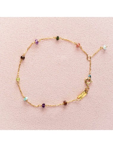 Bracelet enfant orné de 9 pierres fines en Or jaune ou en Or blanc 9 carats