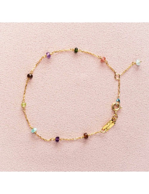 Bracelet enfant orné de 9 pierres fines en Or jaune ou en Or blanc 9 carats