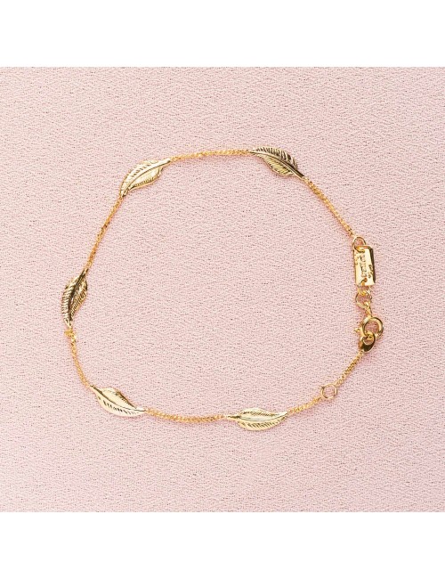 Bracelet enfant petites plumes en Or jaune ou en Or blanc 9 carats