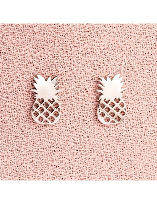 Boucle d'oreille enfant ou bébé ananas or jaune ou or blanc 9 carats