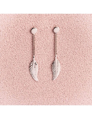 Boucles d'oreilles enfant ou bébé 1 plume pendante en Or jaune ou Or blanc 9 carats