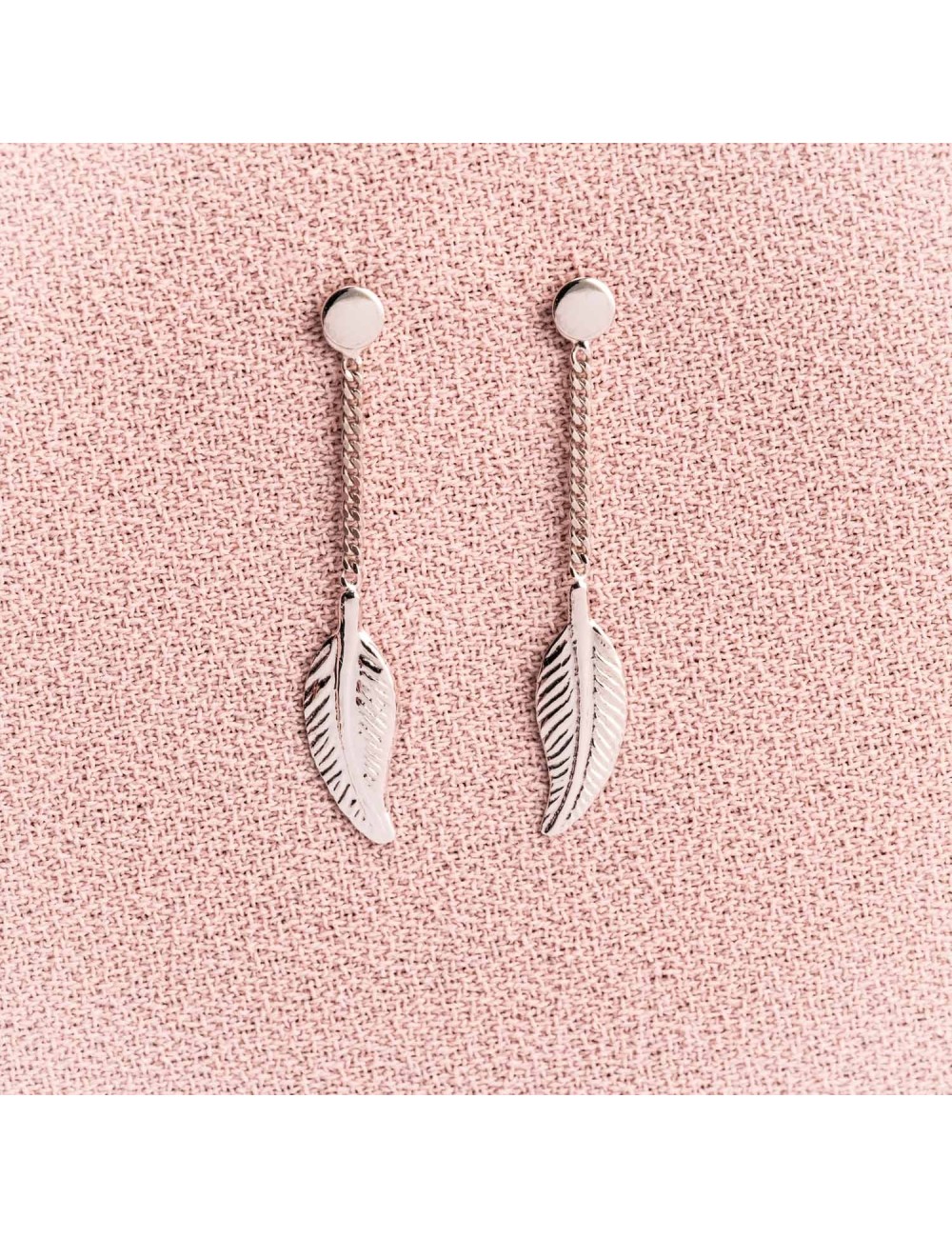 Boucles d'oreilles enfant ou bébé 1 plume pendante en Or jaune ou Or blanc 9 carats