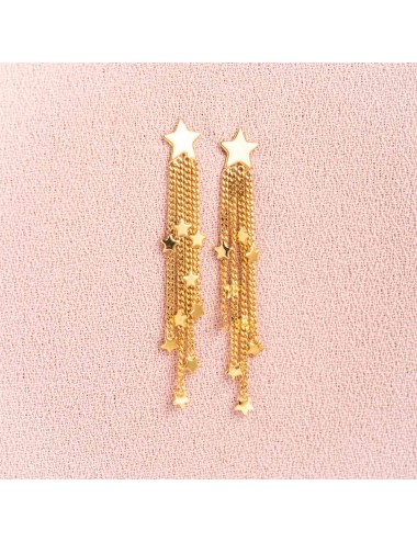 Boucles d'oreille enfant pluie d'étoiles en Or jaune, Or blanc ou Or bicolore 9 carats