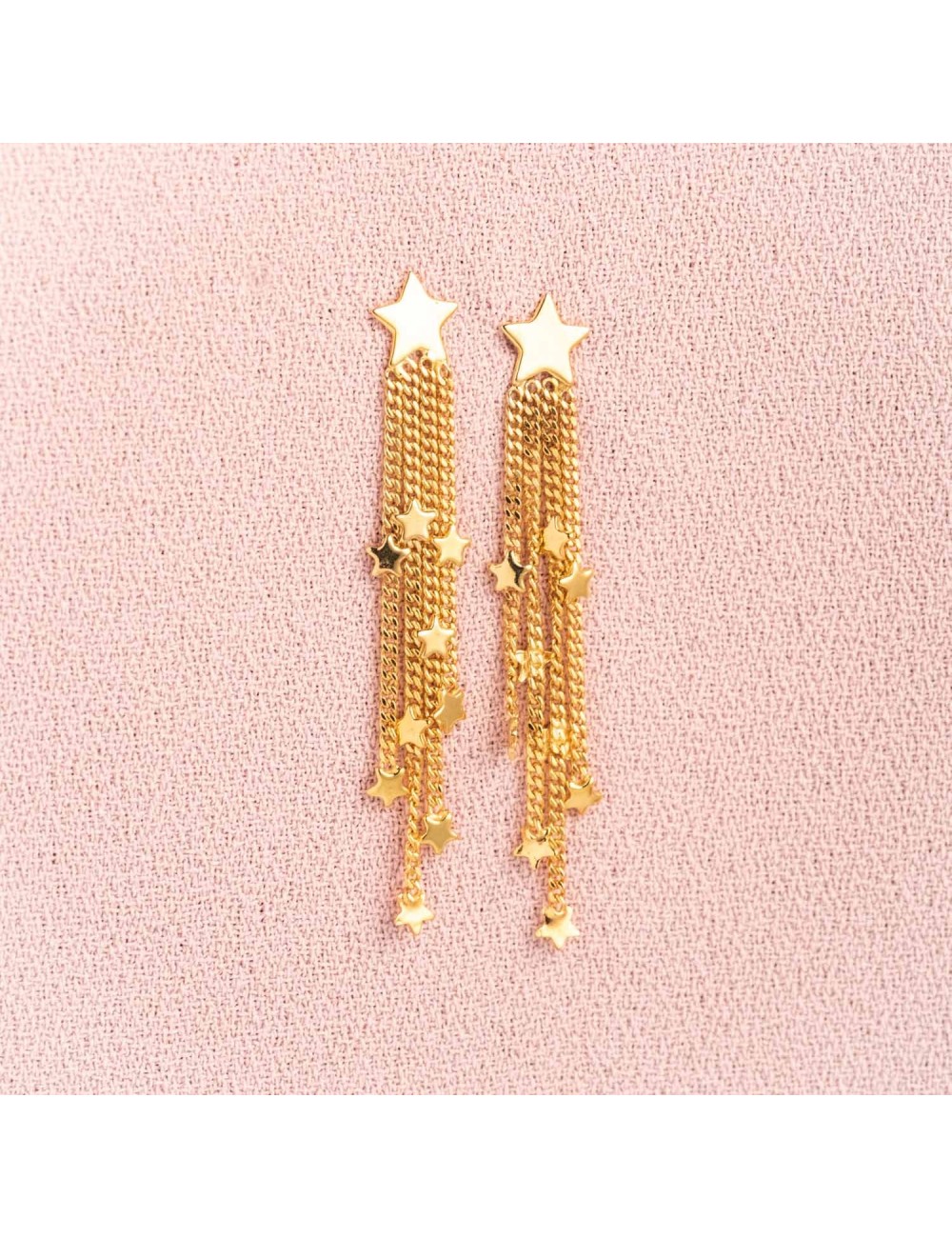 Boucles d'oreille enfant pluie d'étoiles en Or jaune, Or blanc ou Or bicolore 9 carats