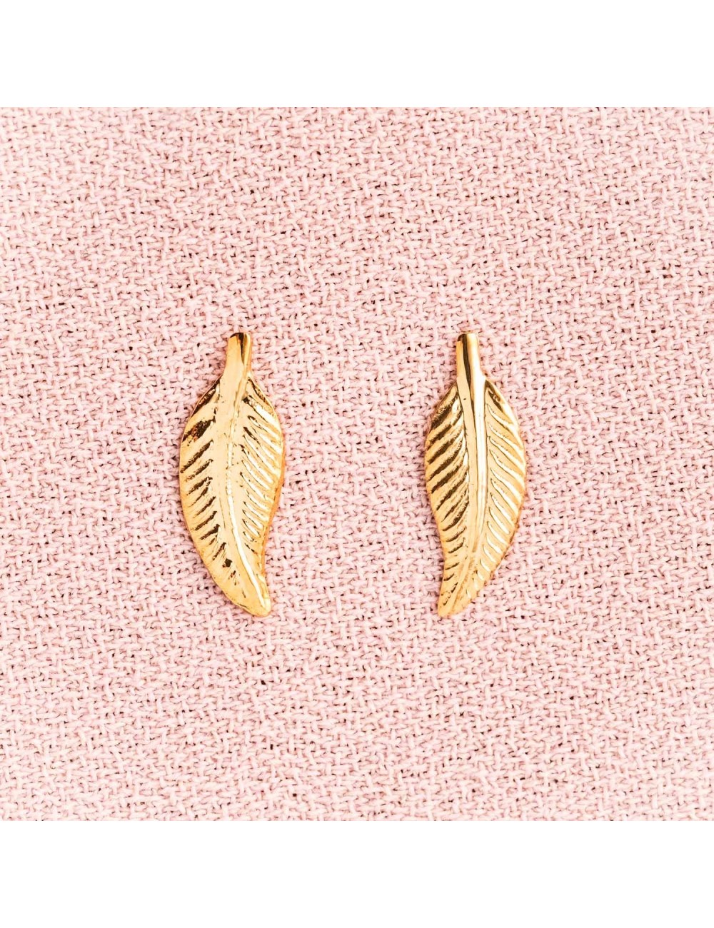 Boucles d'oreilles enfant plume en Or jaune ou en Or blanc 9 carats