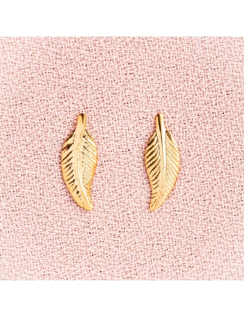 Boucles d'oreilles enfant plume en Or jaune ou en Or blanc 9 carats